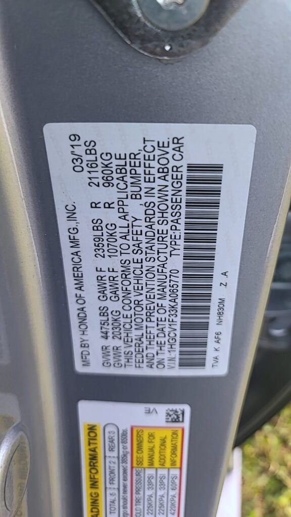 2019 HONDA ACCORD SPORT